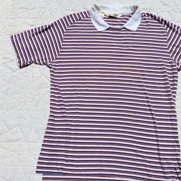 Vintage Versace Men’s Striped Collared Tee - Picture 3 of 4